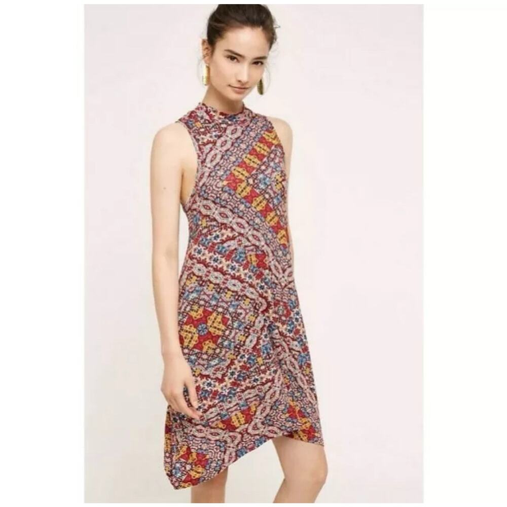 Anthropologie Maeve Lilt Swing Dress Boho Geometric Festival Summer Sundress S‎